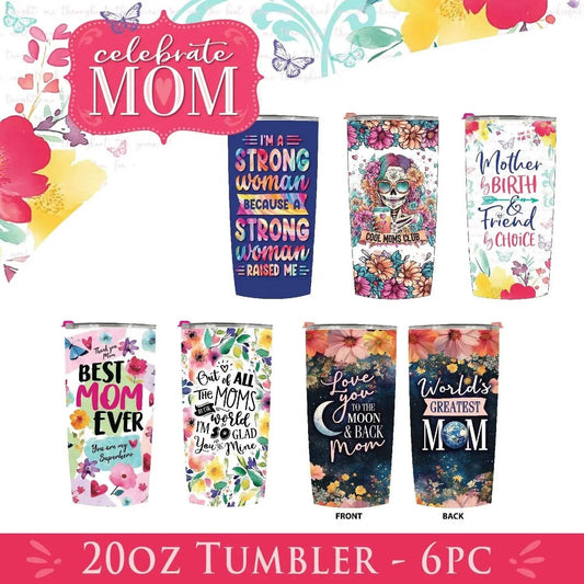 Mom Theme 20oz Insulated Tumbler with Lid Assortment