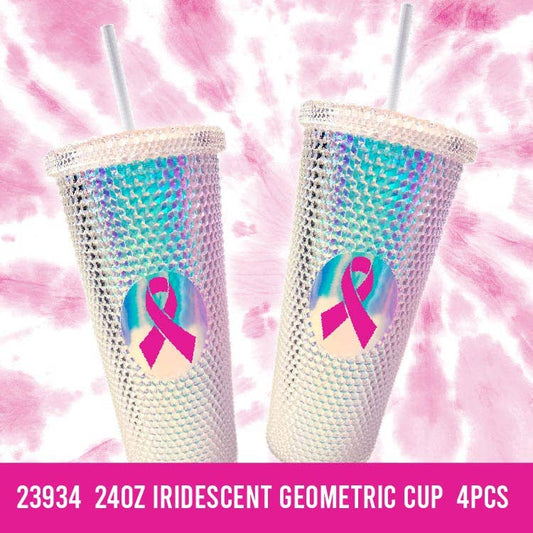 24 oz Tumbler Breast Cancer Awareness PINK Assortment- 4/Pk