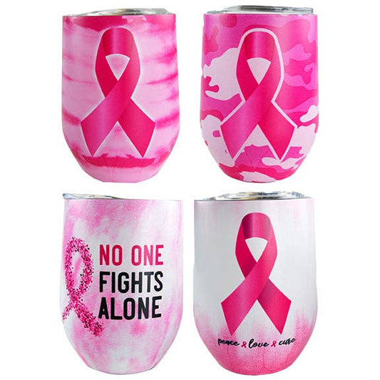 Breast Cancer Awareness 12 oz Insulated Wine Cup - 5/Pack