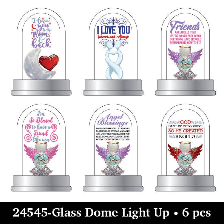 Light Up Glass Keepsake Celebrate Love Assortment- 6/Pack
