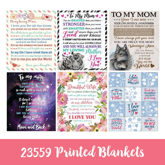 Mother's Day 50 x 60 Fleece Throw Blanket Assortment- 6/Pk