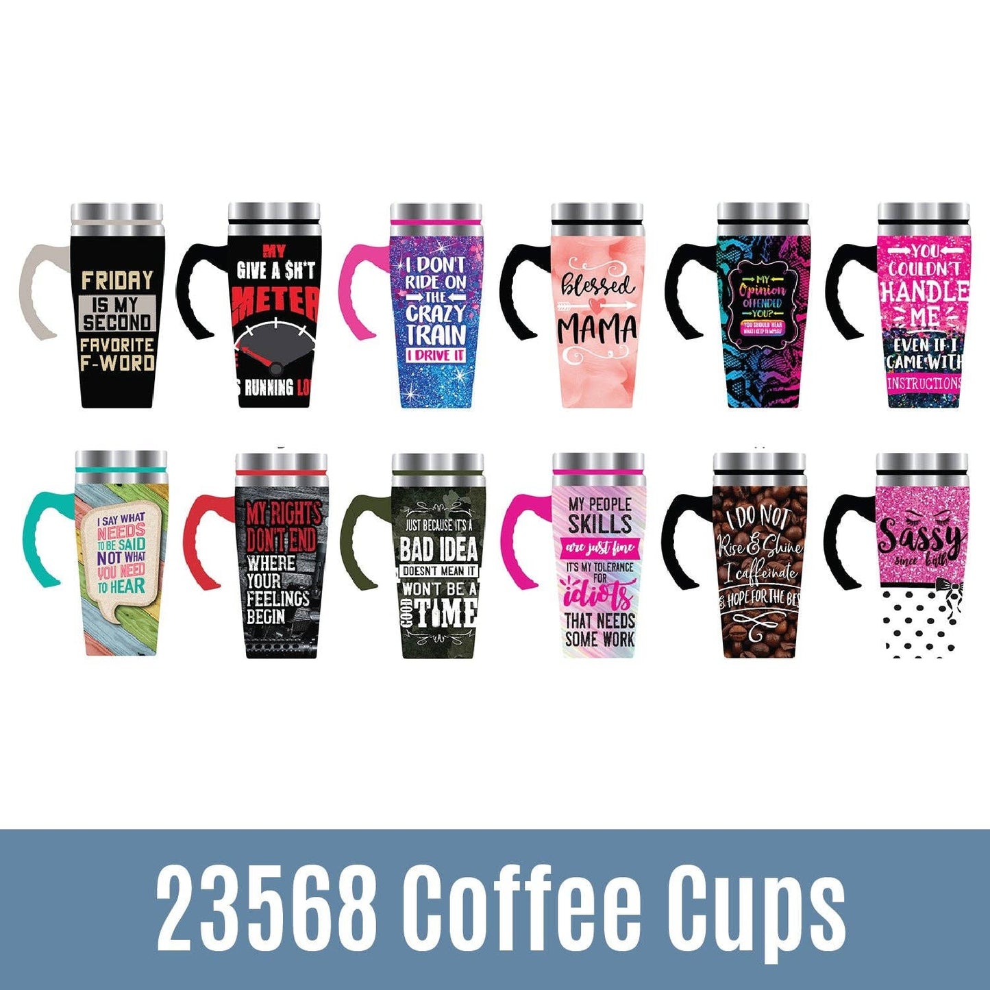 Insulated Stainless Steel 16 oz Coffee Mug Assortment- 24/Pk