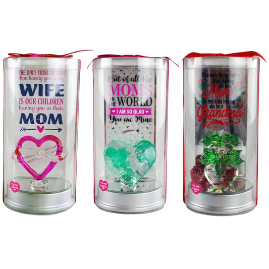 Mother's Day Mom Light Up Glass Keepsake Assortment- 5/Pack