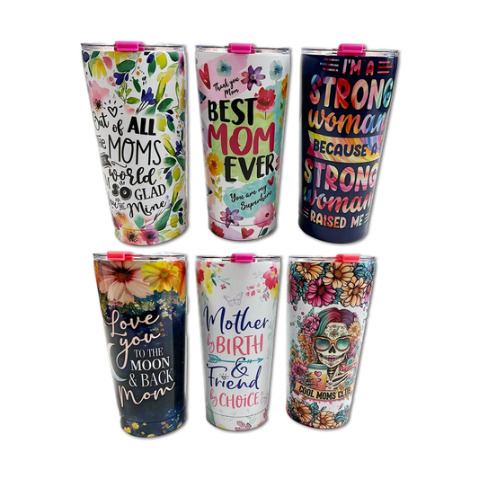 Mom Theme 20oz Insulated Tumbler with Lid Assortment