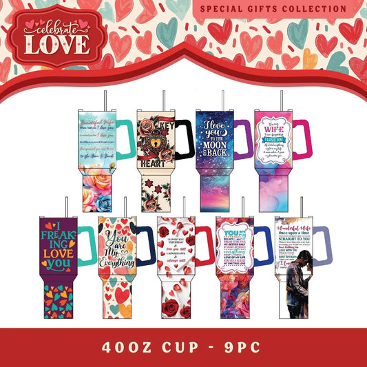 Celebrate Love Theme 40oz Insulated Cup & Straw Assortment